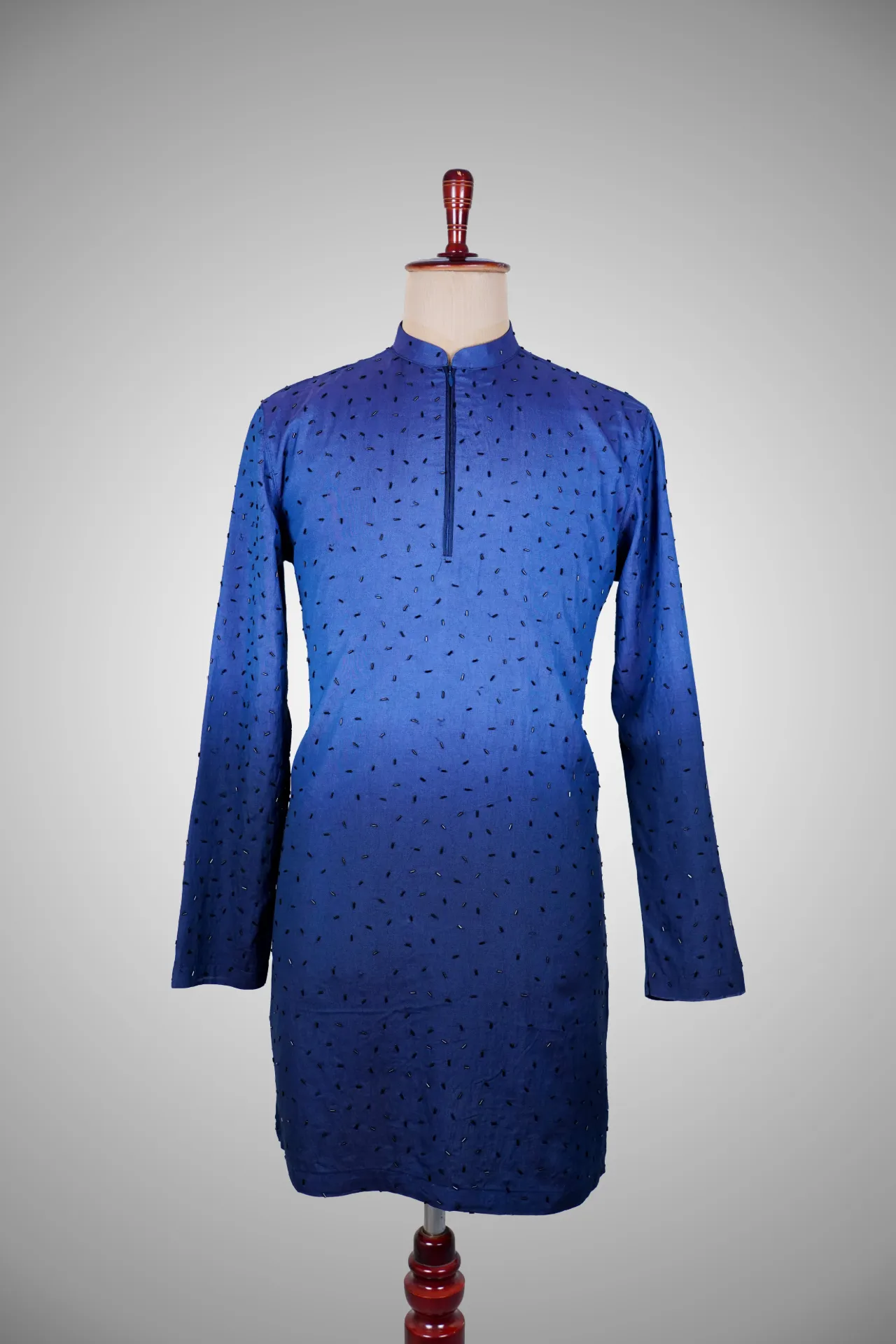 Ombre Blue kurta with minimal embroidery