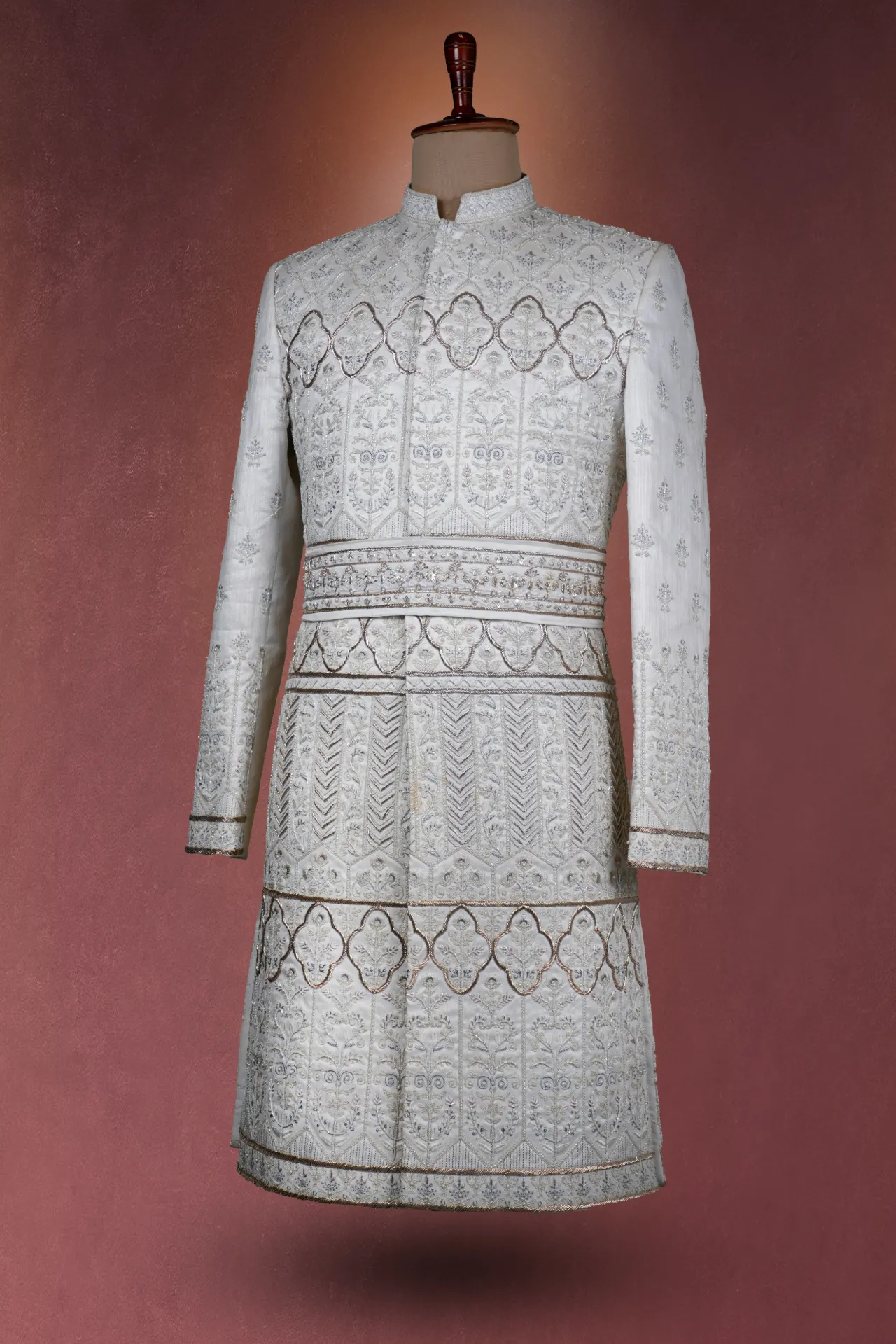 Wedding sherwani with all over heavy hand embroidery