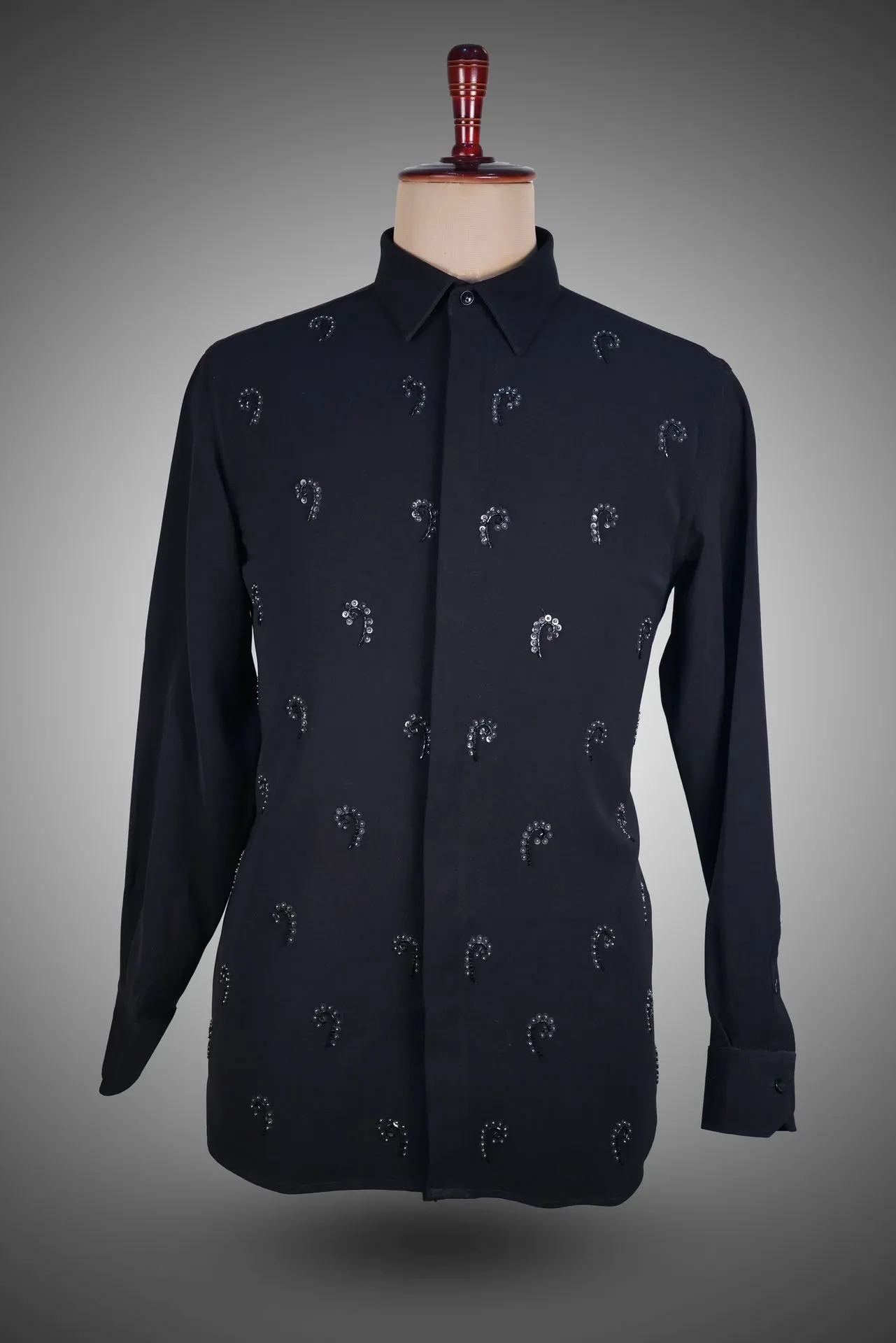 Black shirt with minimal embroidery