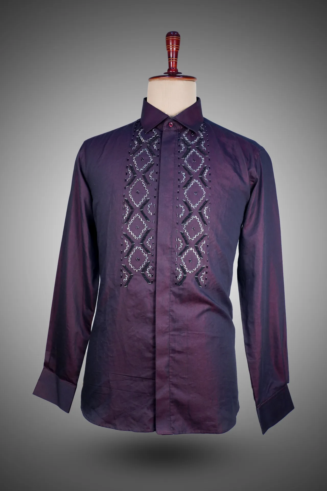 Purple Shirt with minimal embroidery