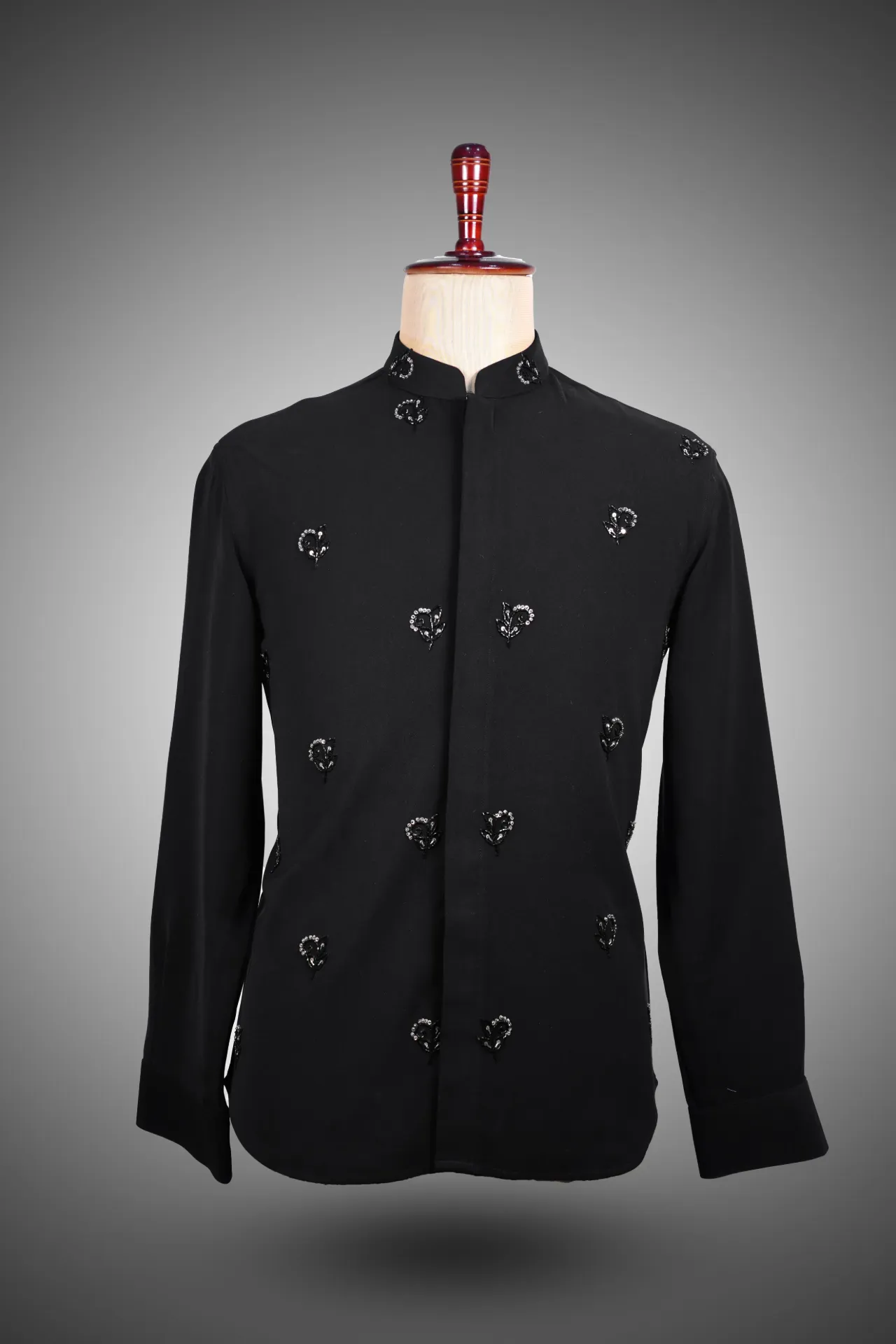 Black shirt with minimal embroidery