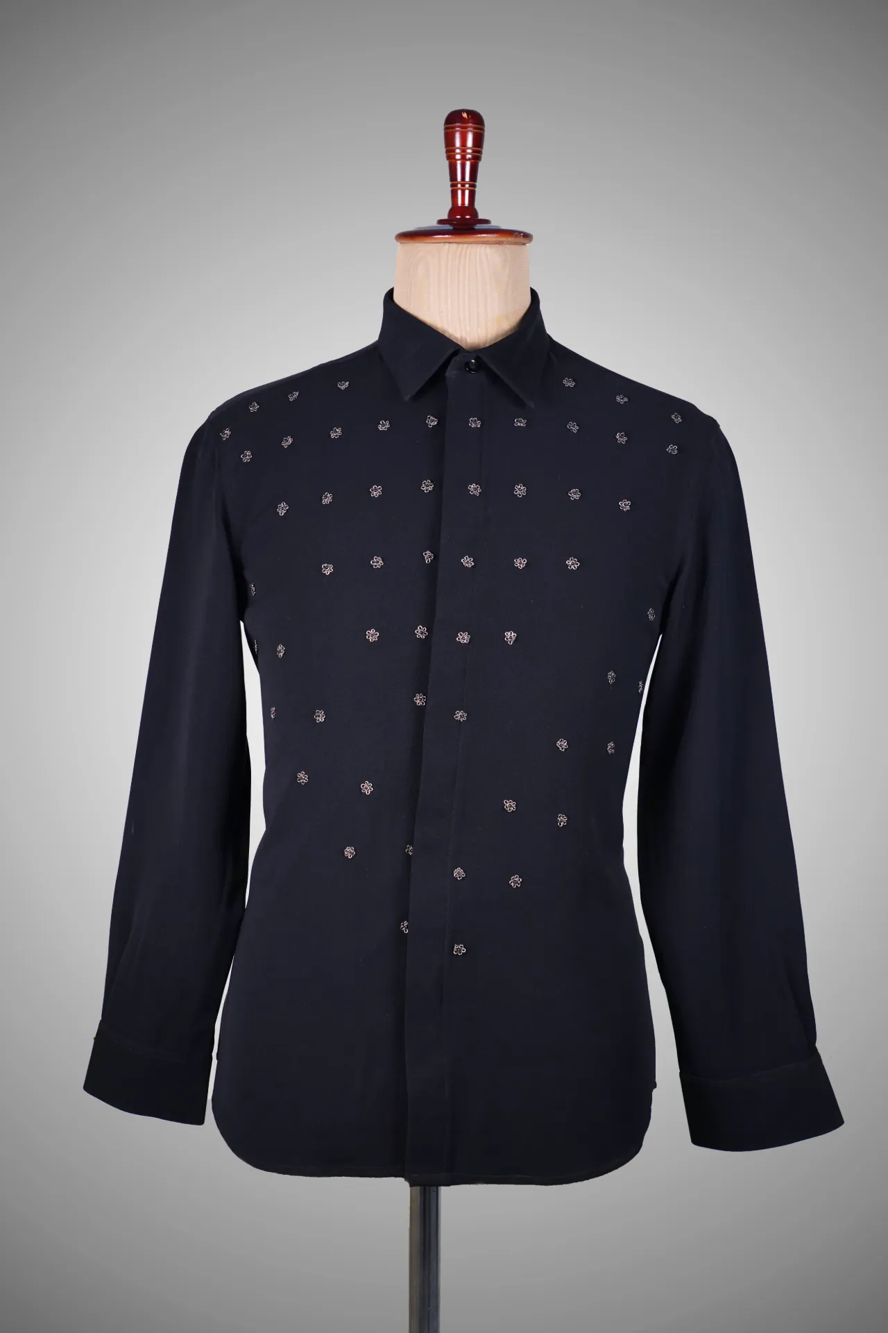 Black shirt with minimal embroidery