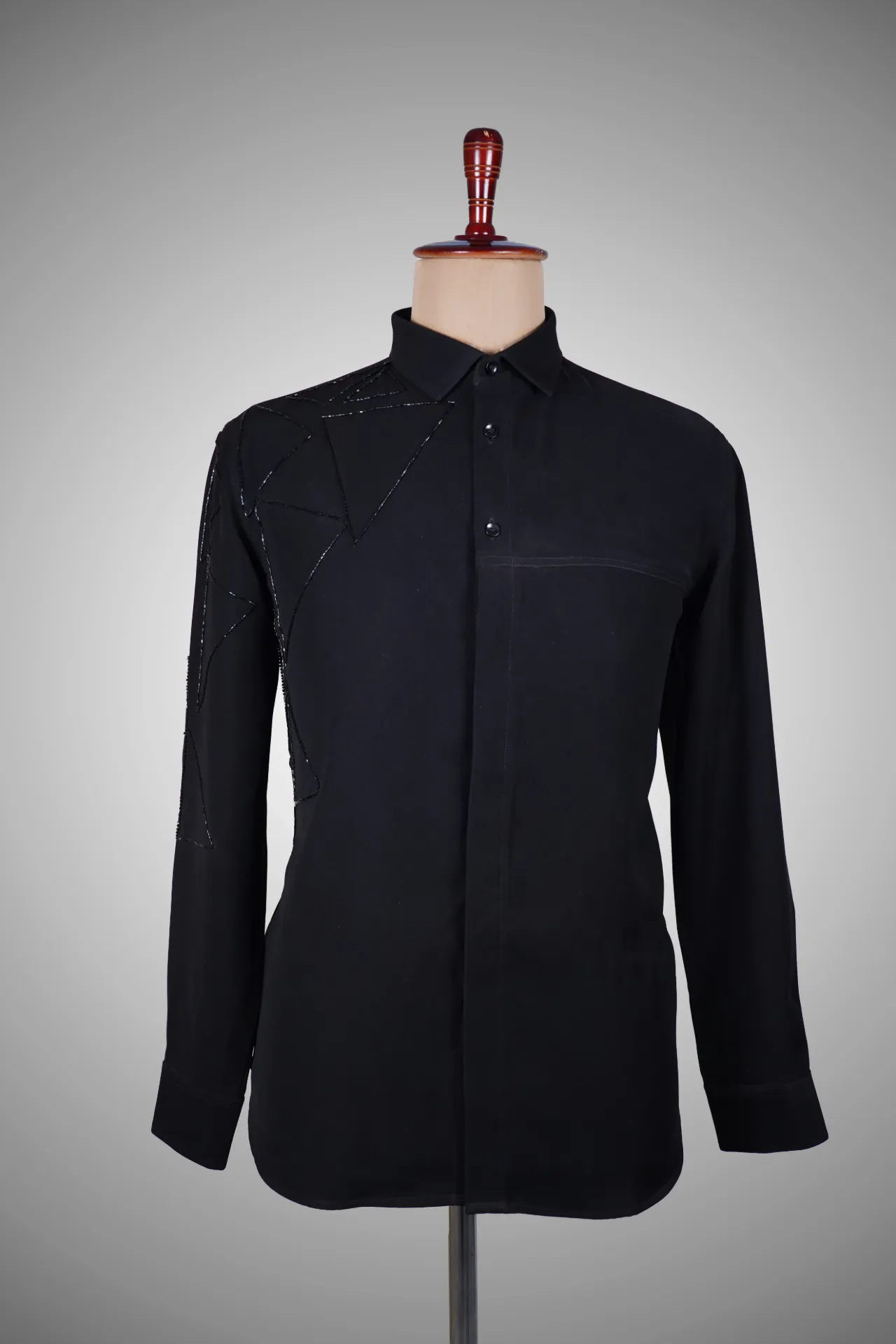 Black shirt with minimal embroidery