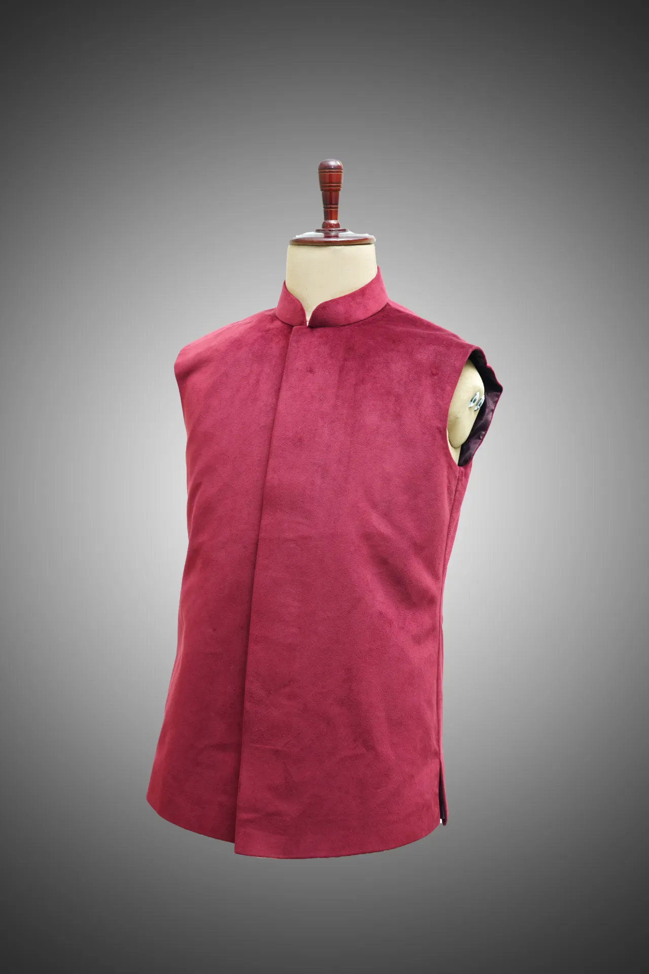 Maroon velvet waistcoat